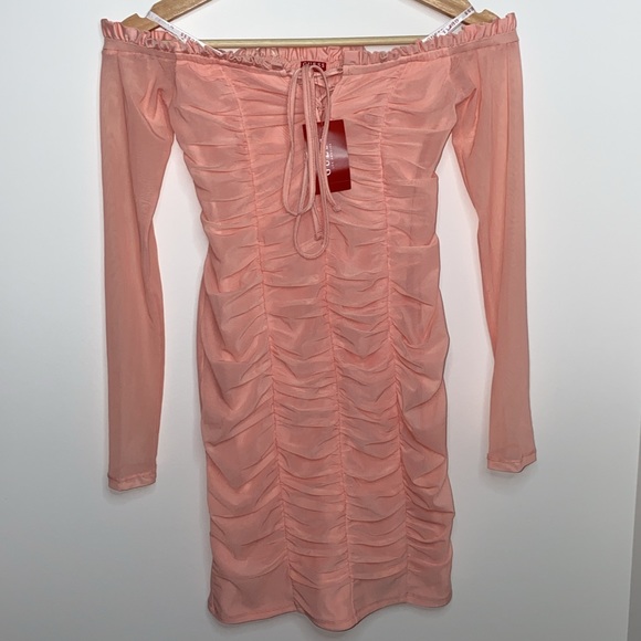 Guess Mesh Off-The-Shoulder Dress - Picture 1 of 2